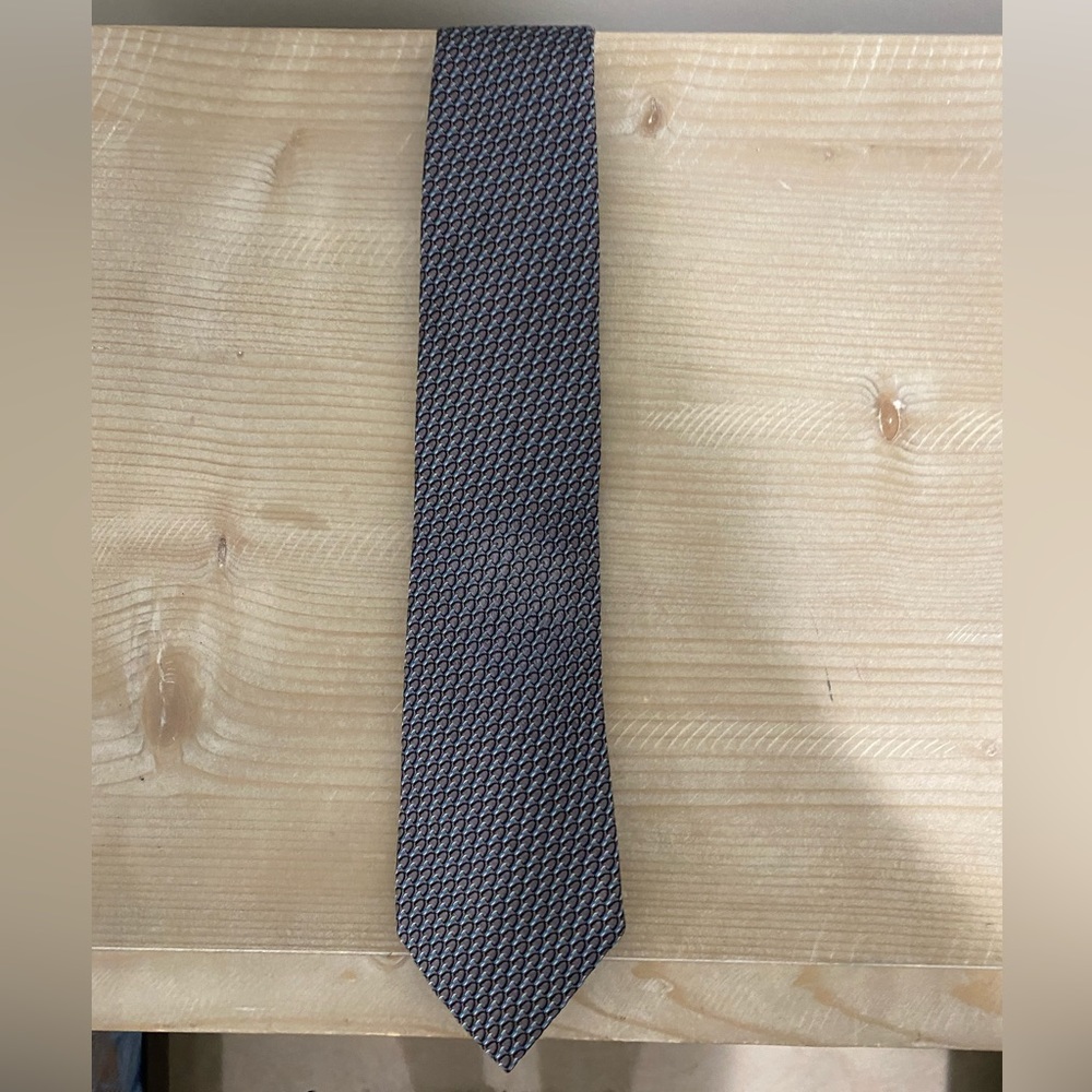 Ermenegildo Zegna grey black and teal pattern tie